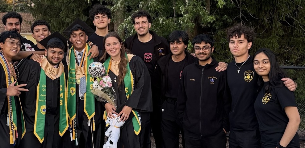 Cedar Grove EMS members and graduates together outdoors