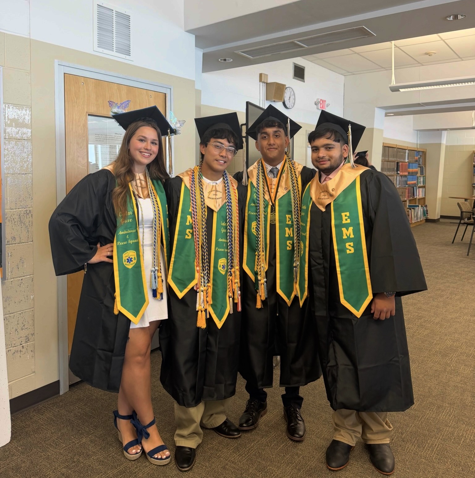 Graduating members wearing Cedar Grove EMS stoles