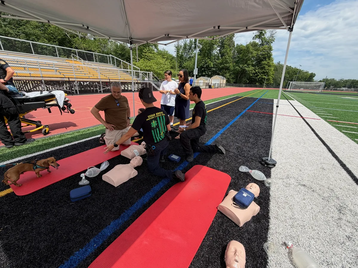 Squad members training outdoors